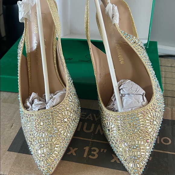 Lauren Lorraine Shoes - Lauren Lorraine Gold Crystal Embellished Heels